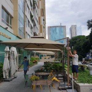 Ô Lệch Tâm hợp kim Vuông hòa phát Xoay 360 màu be (nâu caphe)