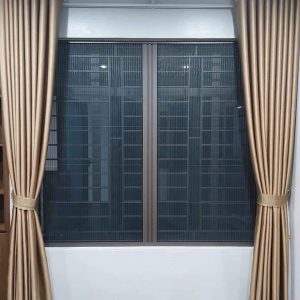 Cửa lưới chống muỗi dạng xếp màu cafe DXMCF 01